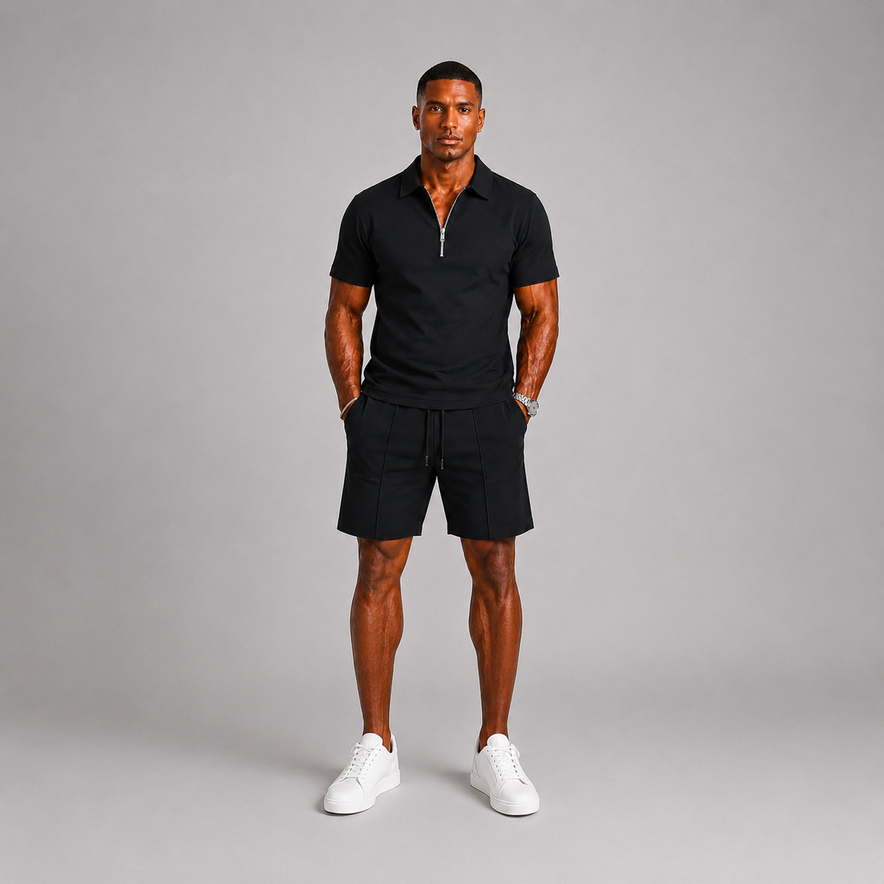 Men's Zip Polo and Shorts Summer Set – Smart Casual