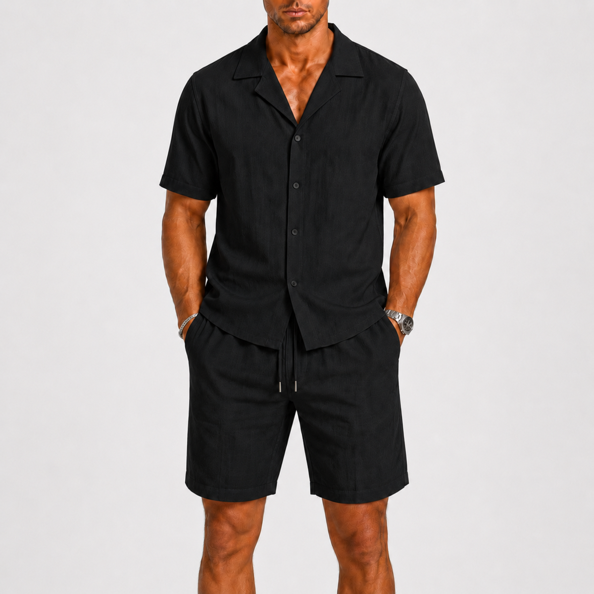 Mens Camp Collar Summer Set