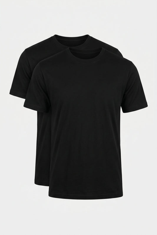 Men's T-shirts – Black Cotton Multipack in Various Sizes