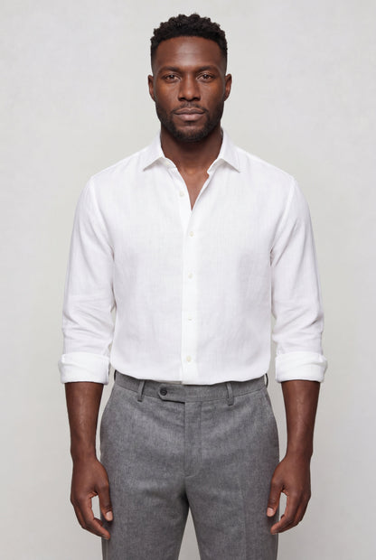 Mens Premium White Microfiber Shirt