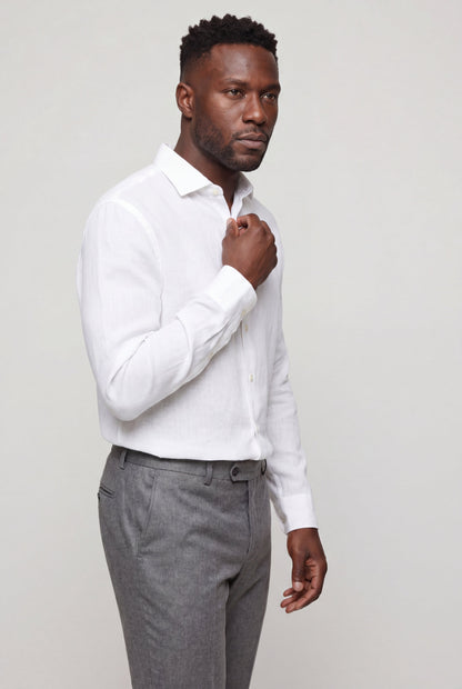 Mens Premium White Microfiber Shirt