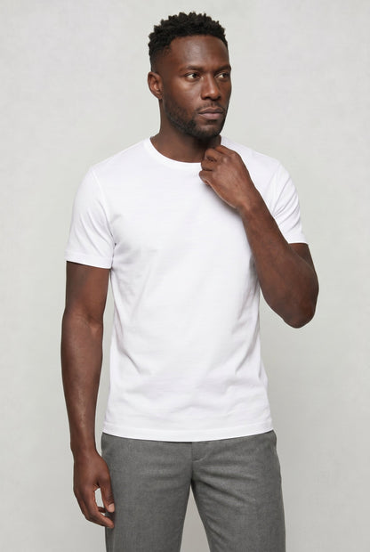 Mens Crew Neck White Cotton Tee