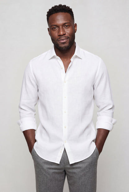 Mens Premium White Microfiber Shirt