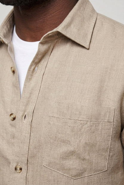Mens Premium Sand Linen Overshirt