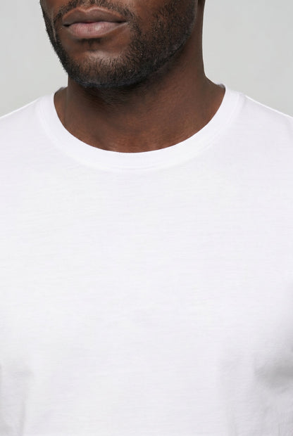 Mens Crew Neck White Cotton Tee