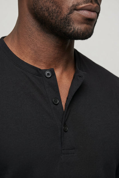 Mens Three Button Cotton Henley Tee