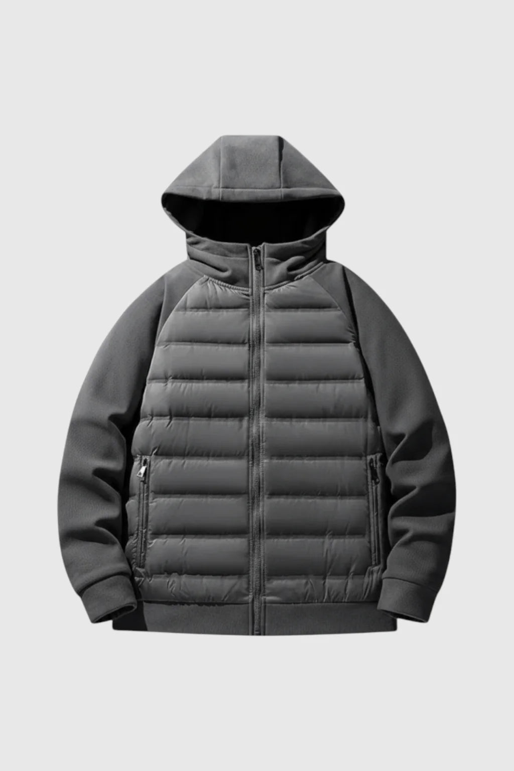 Men's Hoodie Jacket - Charcoal Gray - Knit - Loose Fit Down