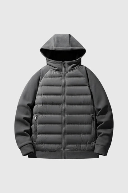 Mens Loose Fit Charcoal Knit Puffer Jacket