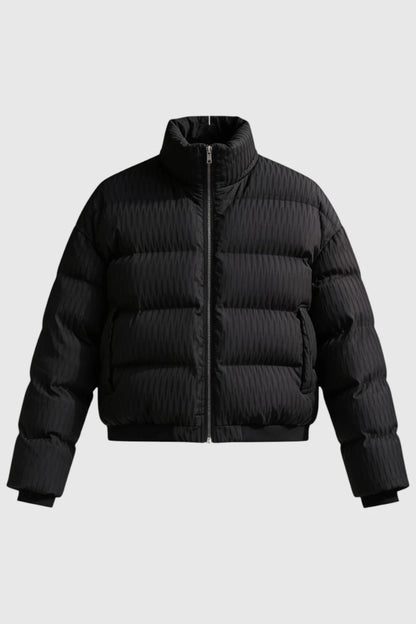 Mens Stand Collar Black Puffer Jacket