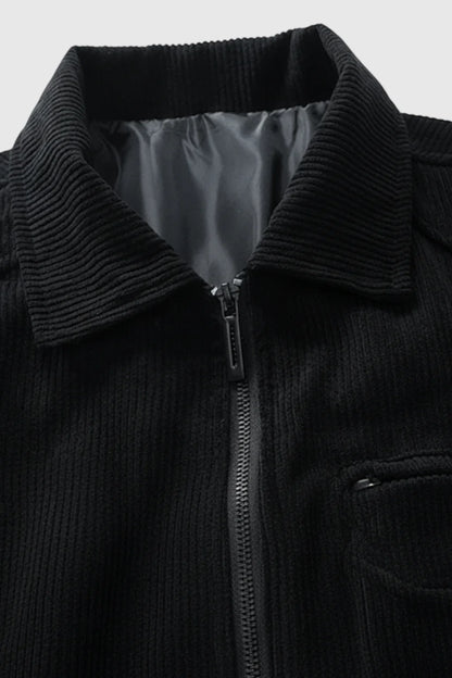 Mens Regular Fit Black Corduroy Jacket