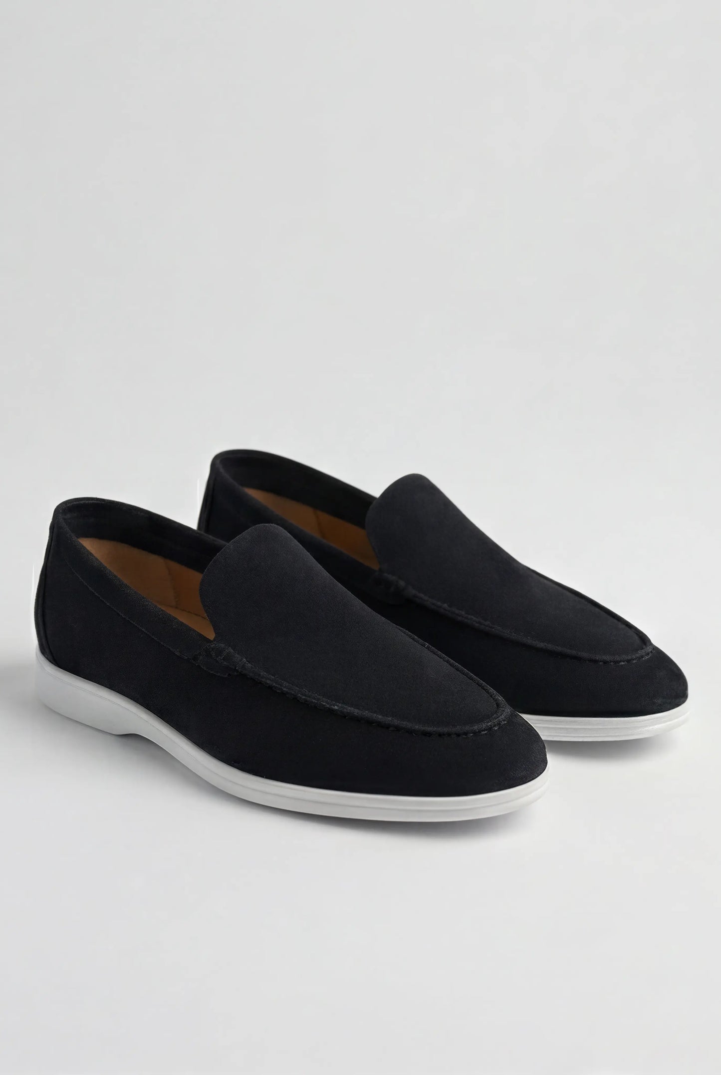 Men's Loafers Black PU Suede – Comfortable Slip-On Shoes for Men