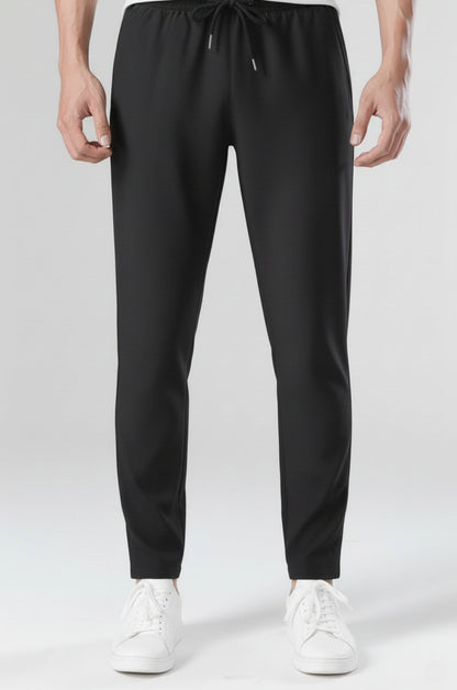 Mens Regular Fit Black Merino Wool Trousers