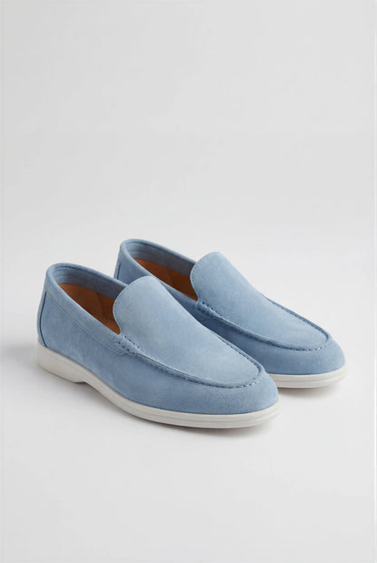 Mens Regular Fit Light Blue Suede Chinos
