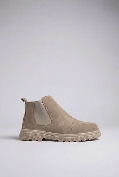 Mens Regular Fit Dark Sand Suede Chelsea Boots