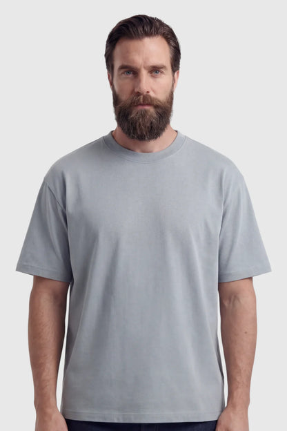Mens Short Sleeve Iron Gray Cotton Tee