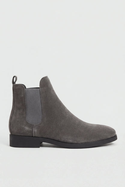 Mens Dark Gray Suede Chelsea Boots