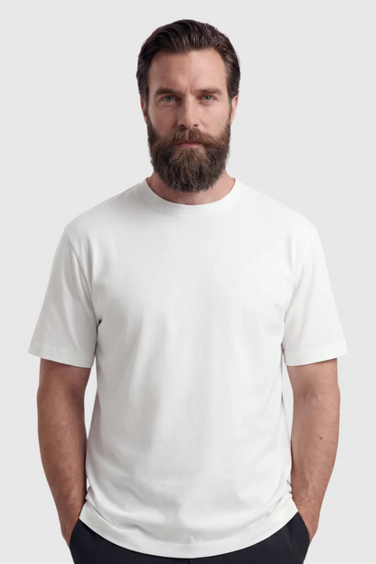 Mens Short Sleeve White Cotton Tee