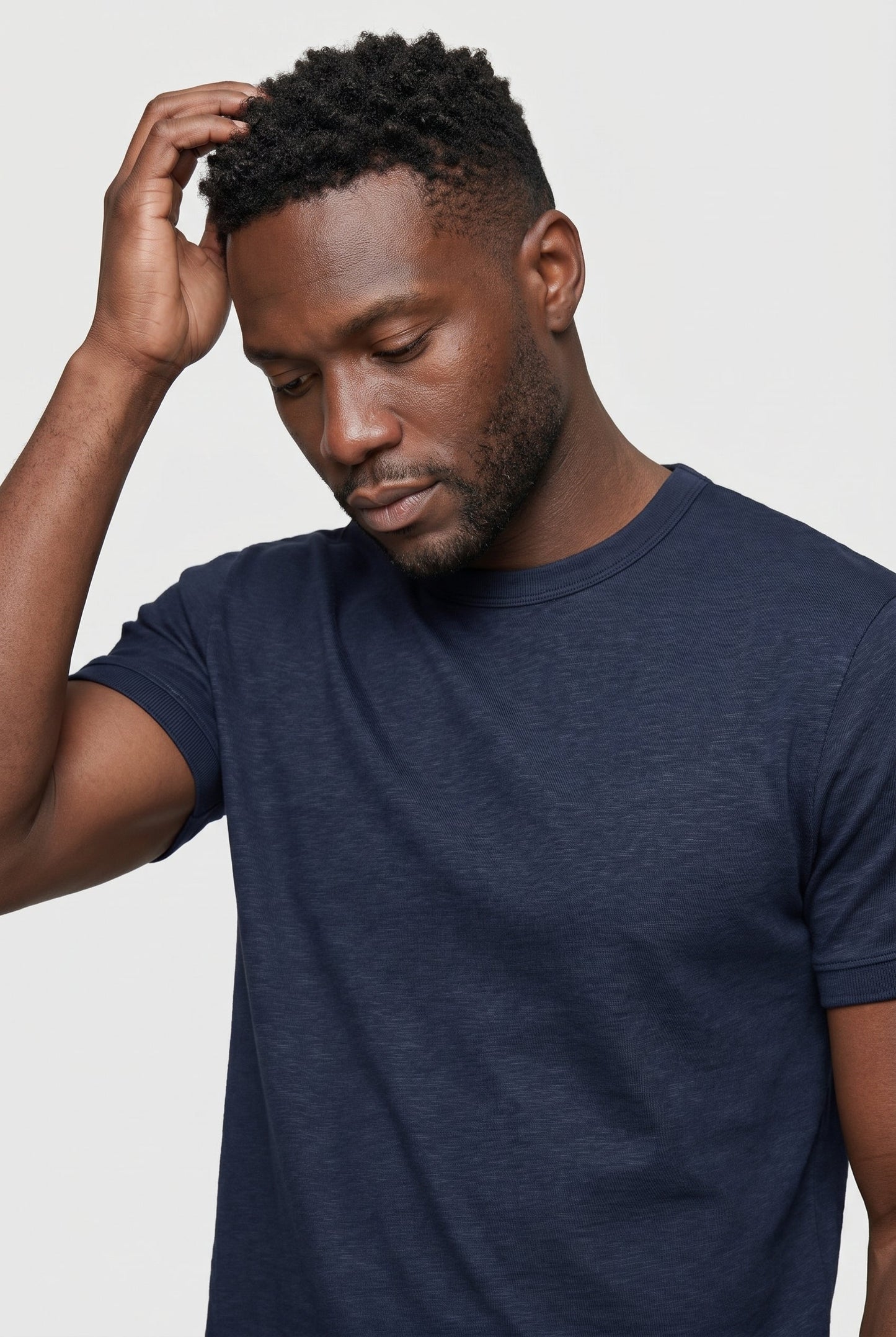 Men's Slim Fit T-shirt – Navy Blue Cotton, Soft & Comfortable
