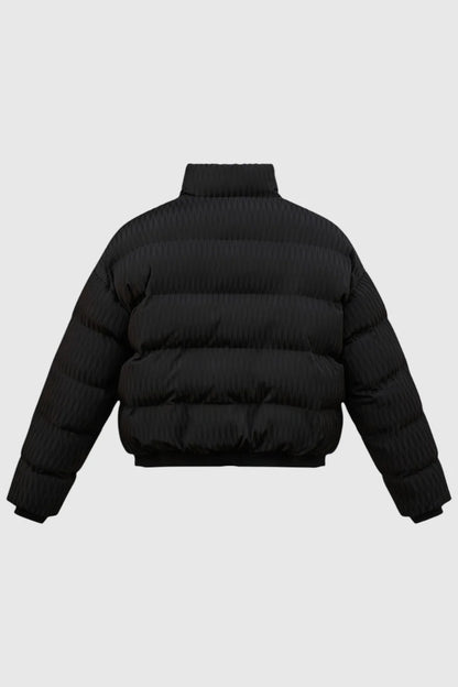 Mens Stand Collar Black Puffer Jacket