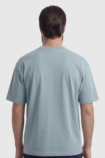 Mens Short Sleeve Mist Blue Cotton Tee
