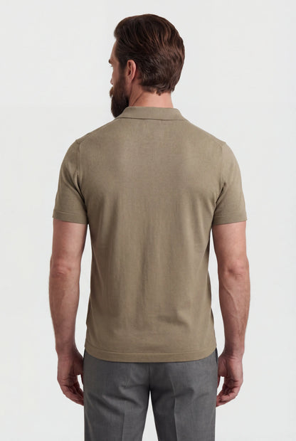 Mens Slim Fit Taupe Cotton Polo