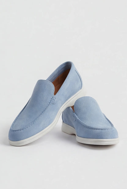 Mens Regular Fit Light Blue Suede Chinos