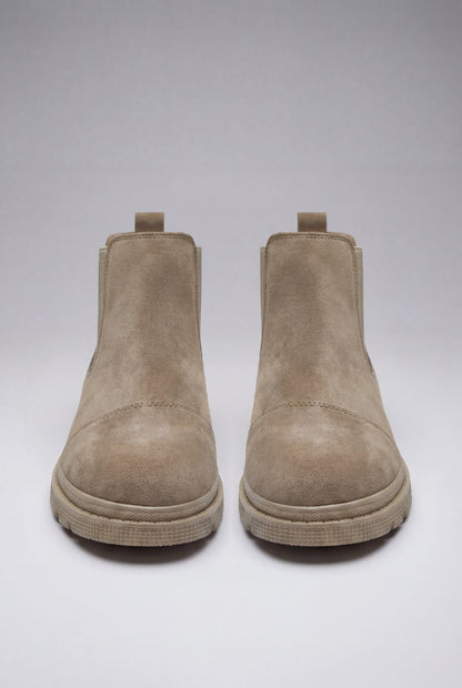 Mens Regular Fit Dark Sand Suede Chelsea Boots