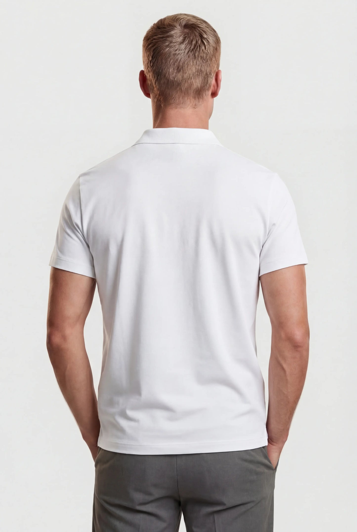 Men's Polo Shirt - White - Technical Fabric - Slim Fit