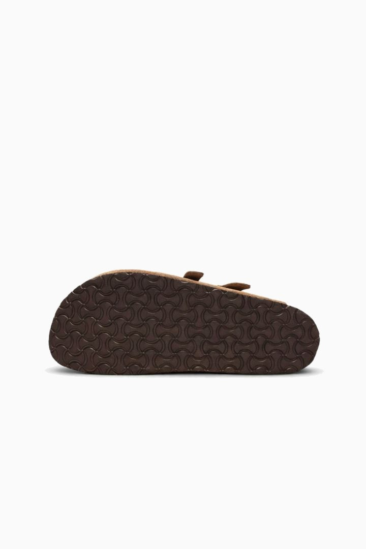 Men's sandals in sand-colored suede with double buckle – Comfortable and stylish