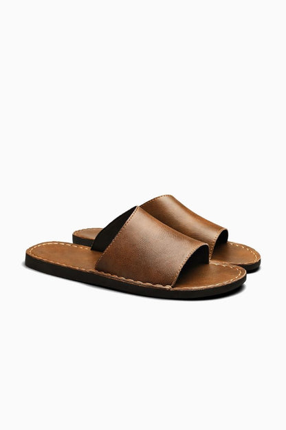 Mens Minimalist Brown Leather Sandals