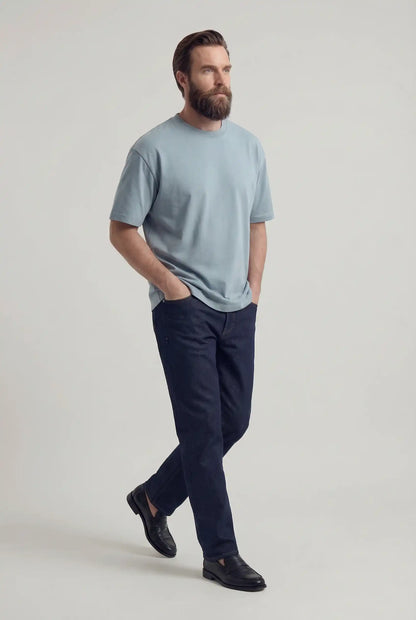 Mens Short Sleeve Mist Blue Cotton Tee