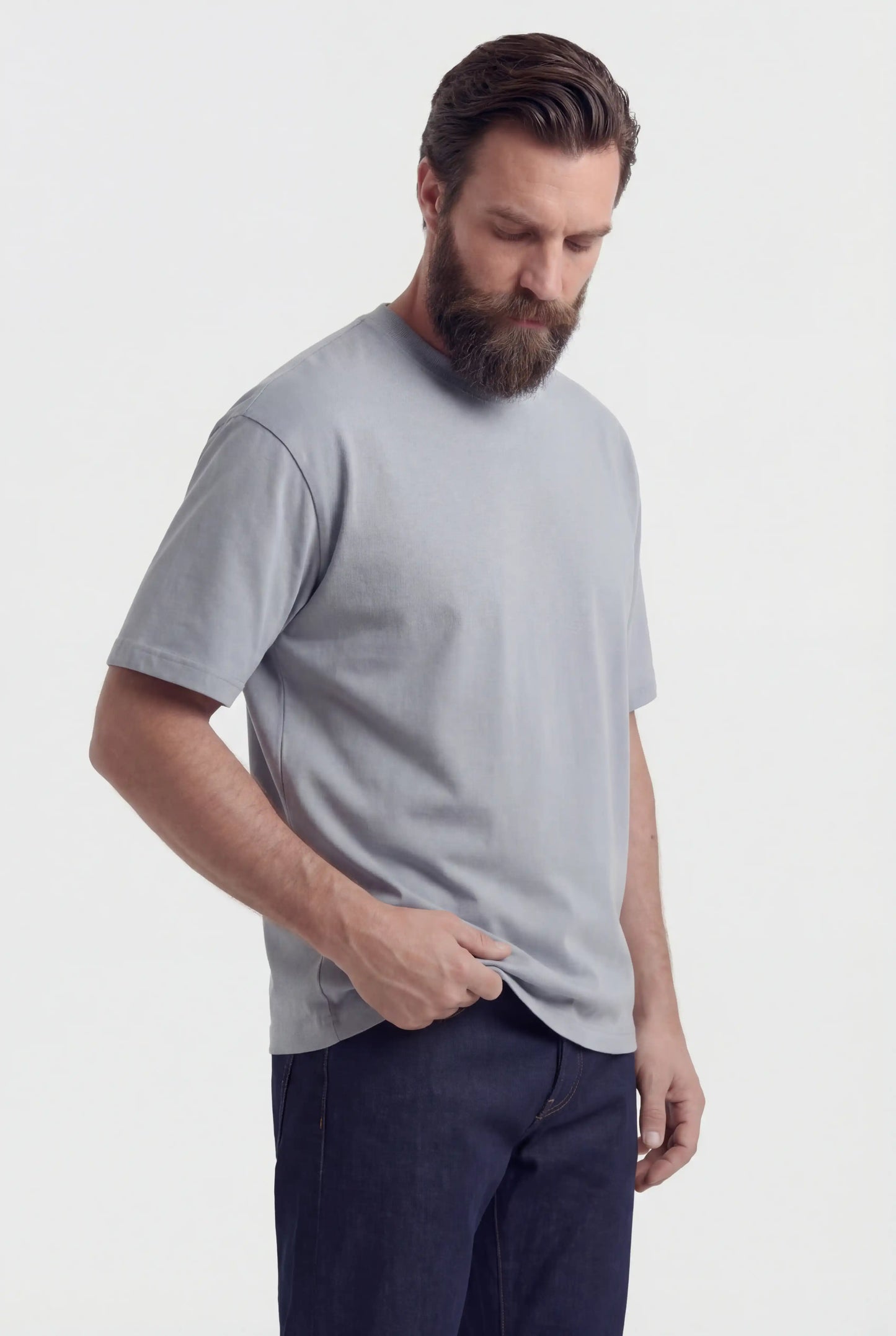 Men's T-Shirt - Iron Gray - Cotton - Breathable Short Sleeve Crew Neck