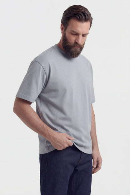 Mens Short Sleeve Iron Gray Cotton Tee