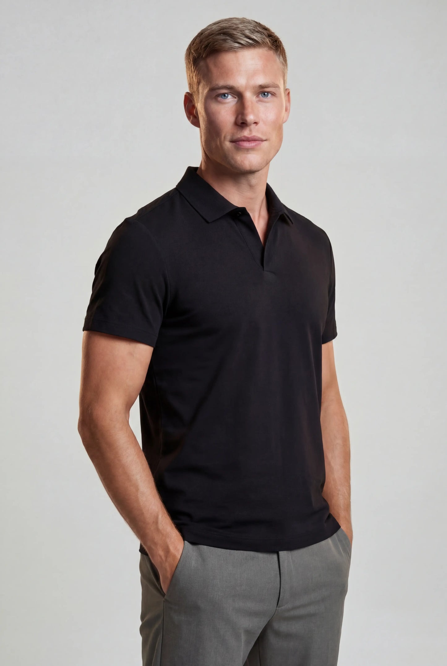 Sort Slim Fit Polo T-shirt for Men – Breathable Technical Fabric for Sports & Everyday Wear