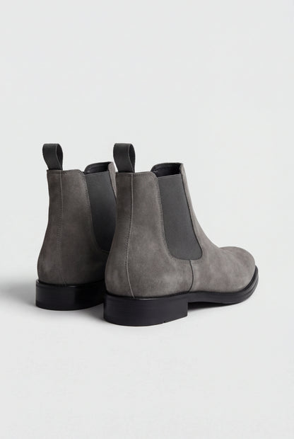 Mens Dark Gray Suede Chelsea Boots
