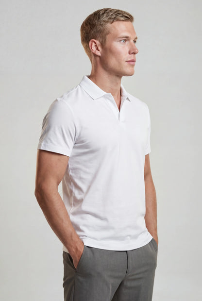 Mens Slim Fit White Polo