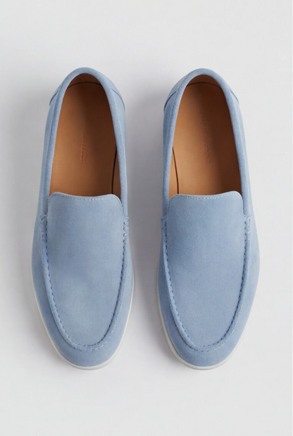 Mens Regular Fit Light Blue Suede Chinos