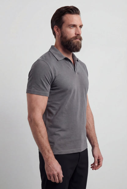 Mens Slim Fit Gray Polo