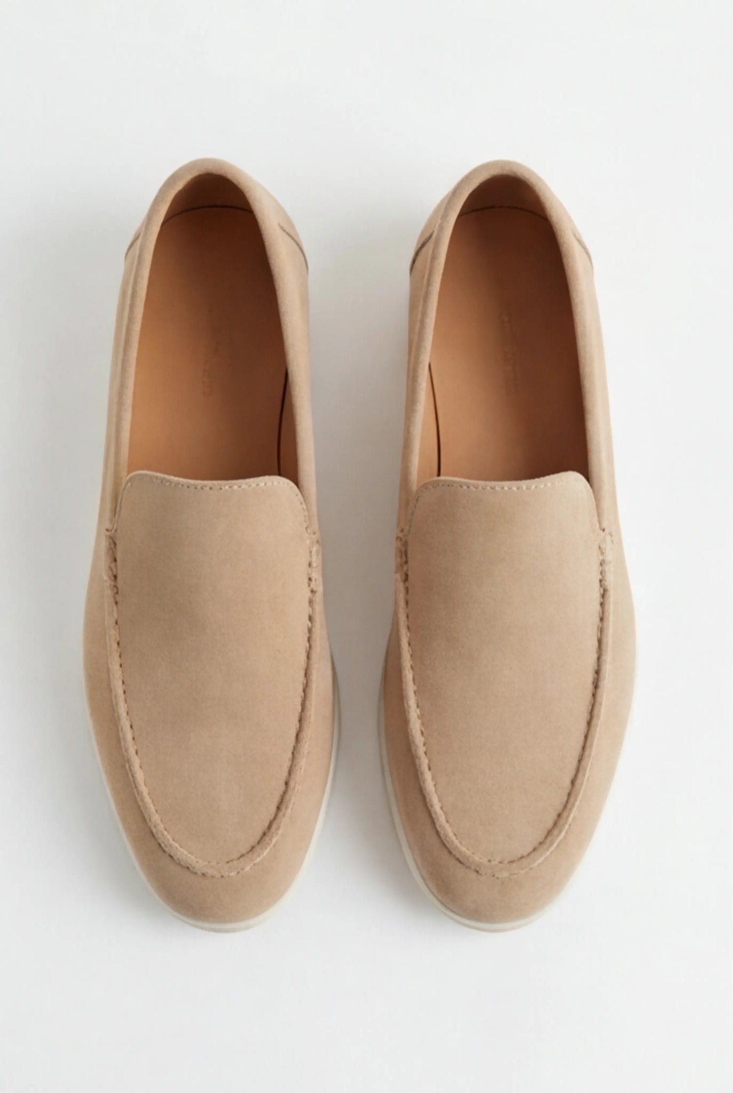 Beige Suede Loafers for Men – Elegant Slip-On Shoes in Genuine Leather