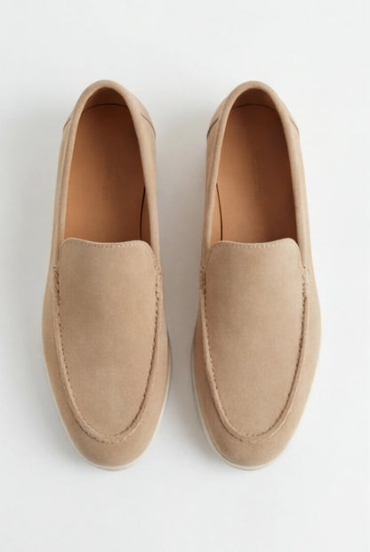 Mens Beige Leather Chinos