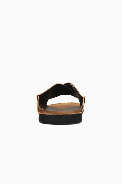 Mens Cross Strap Brown Leather Sandals
