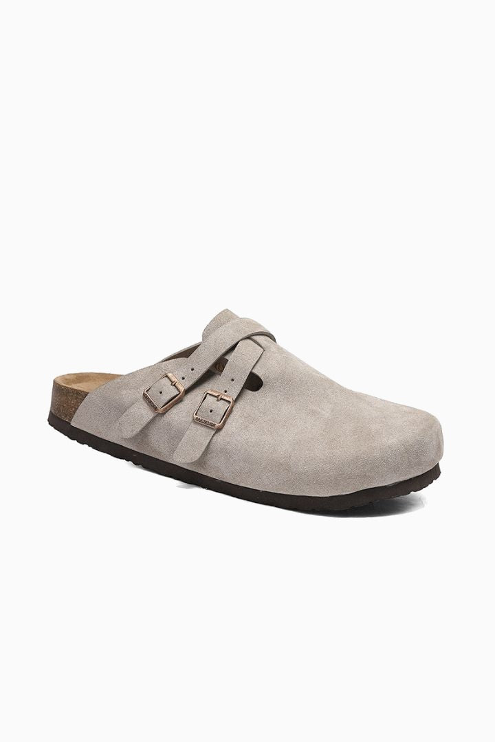 Men's sandals in sand-colored suede with double buckle – Comfortable and stylish