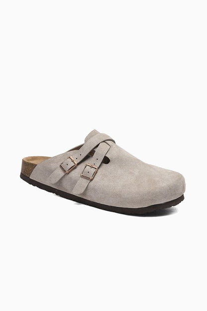 Mens Double Buckle Stone Suede Sandals