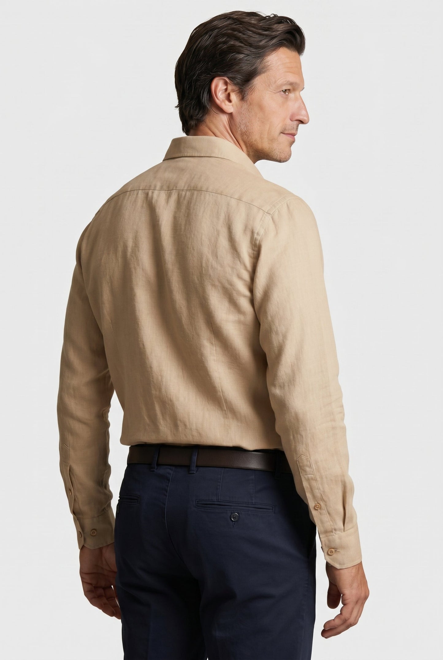 Sand-colored Linen Shirt for Men - Regular Fit in 100% Linen