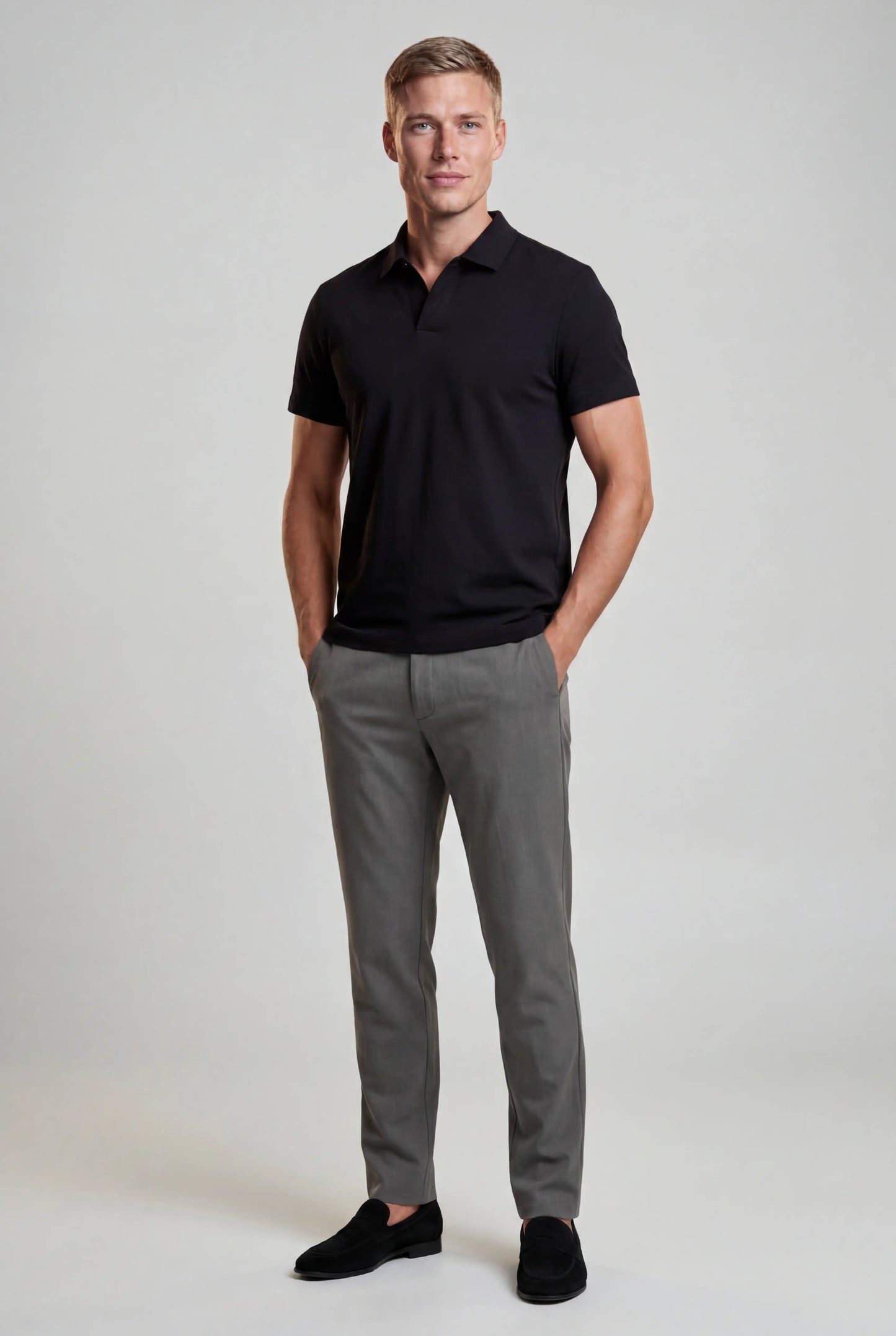 Sort Slim Fit Polo T-shirt for Men – Breathable Technical Fabric for Sports & Everyday Wear