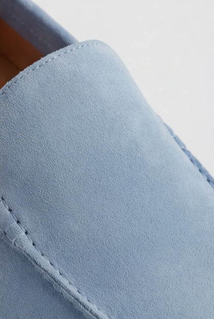 Mens Regular Fit Light Blue Suede Chinos