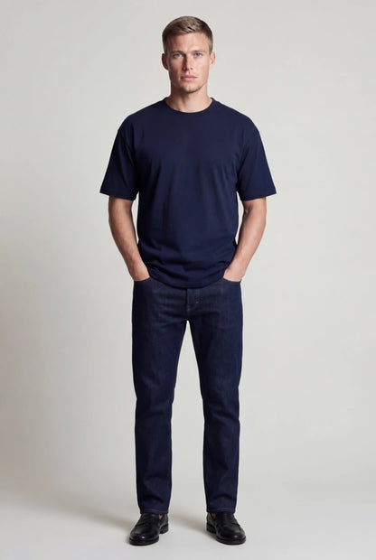 Mens Short Sleeve Navy Blue Cotton Tee