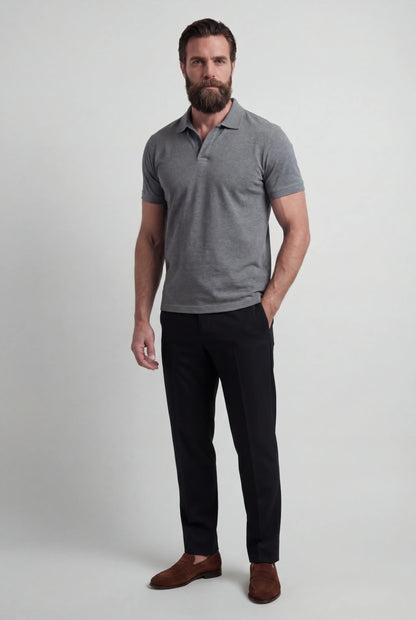 Mens Slim Fit Gray Polo