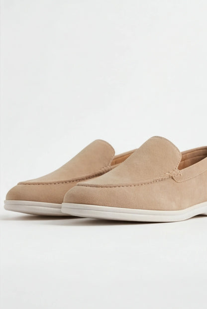 Mens Beige Leather Chinos