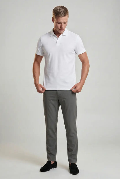 Mens Slim Fit White Polo